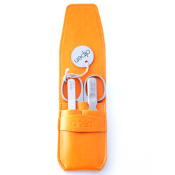 Alpen - Manikürset mit Lasche, 4-tlg., inox. (matt), Kunststoffetui, Orange - 6800R-ORANGE