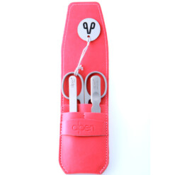 Alpen - Manikürset mit Lasche, 4-tlg., inox. (matt), Kunststoffetui, Pink - 6800R-PINK