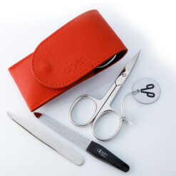 Alternative view of Alpen - Manikürset mit Druckknopf, 4-tlg., vernickelt, Rinds-Nappaleder, Rot - 6804-RED