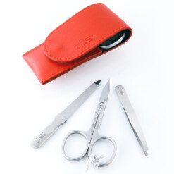 Alternative view of Alpen - Manikürset mit Druckknopf, 4-tlg., inox. (matt), Rinds-Nappaleder, Rot - 6804R-RED