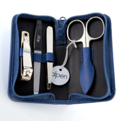 Alpen - Manikürset mit Zipp, 5-tlg., vernickelt, Rinds-Nappaleder, Blau - 6820-BLUE