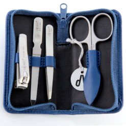 Alpen - Manikürset mit Zipp, 5-tlg., inox. (matt), Rinds-Nappaleder, Blau - 6820R-BLUE