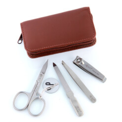 Alternative view of Alpen - Manikürset mit Zipp, 5-tlg., inox. (matt), Rinds-Nappaleder, Braun - 6820R-BROWN