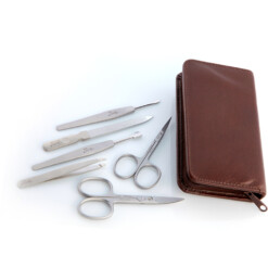 Alternative view of Alpen - Manikürset mit Zipp, 7-tlg., inox. (matt), Rinds-Nappaleder, Braun - 6822R-BROWN