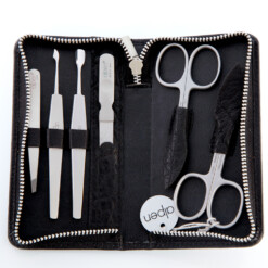 Alpen - Manikürset mit Zipp, 7-tlg., inox. (matt), Rinds-Nappaleder, Schwarz - 6822R-BLACK
