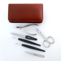 Alternative view of Alpen - Manikürset mit Zipp, 7-tlg., vernickelt, Rinds-Nappaleder, Braun - 6823-BROWN