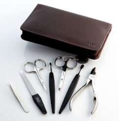 Alternative view of Alpen - Manikürset mit Zipp, 8-tlg., vernickelt, Rinds-Nappaleder, Braun - 6824-BROWN