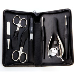 Alpen - Manikürset mit Zipp, 8-tlg., vernickelt, Rinds-Nappaleder, Schwarz - 6824-BLACK