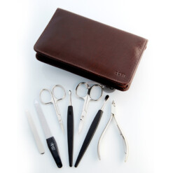 Alternative view of Alpen - Manikürset mit Zipp, 8-tlg., vernickelt, Rindsnappa genarbt, Braun - 6826-BROWN