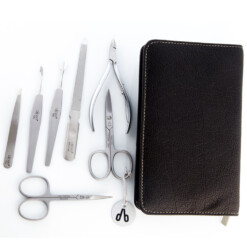 Alternative view of Alpen - Manikürset mit Zipp, 8-tlg., inox. (matt), Rindsnappa genarbt, Schwarz - 6826R-BLACK