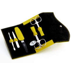 Alpen - Manikürset mit Druckknopf, 6-tlg., vernickelt, Nappaleder, Gelb - 6836-YELLOW