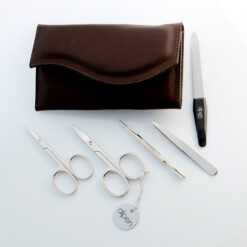 Alternative view of Alpen - Manikürset mit Druckknopf, 6-tlg., vernickelt, Nappaleder, Tabakbraun - 6836-TOBACCO