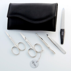 Alternative view of Alpen - Manikürset mit Druckknopf, 6-tlg., vernickelt, Nappaleder, Schwarz - 6836-BLACK