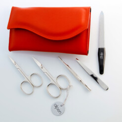 Alternative view of Alpen - Manikürset mit Druckknopf, 6-tlg., vernickelt, Nappaleder, Rot - 6836-RED