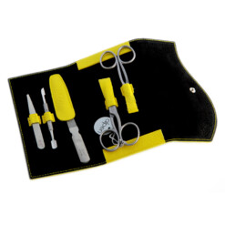 Alpen - Manikürset mit Druckknopf, 6-tlg., inox. (matt), Nappaleder, Gelb - 6836R-YELLOW