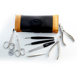 Alternative view of Alpen - Manikürset "Rolle" mit Druckknopf, 9-tlg., vernickelt, Rindsleder, Schwarz - 6839-BLACK