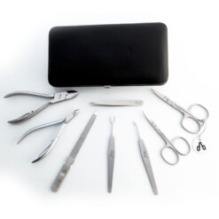 Alternative view of Alpen - Manikürset mit Rahmen, 9-tlg., inox. (matt), russisches Rindsleder, Schwarz - 6865R-BLACK