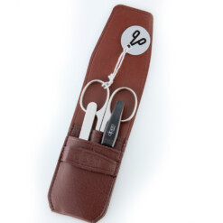 Alpen - Manikürset mit Lasche, 4-tlg., vernickelt, Rindsleder, Bordeauxrot - 6871-BORDEAUX