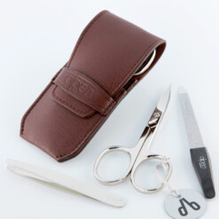 Alternative view of Alpen - Manikürset mit Lasche, 4-tlg., vernickelt, Rindsleder, Bordeauxrot - 6871-BORDEAUX