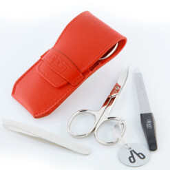 Alternative view of Alpen - Manikürset mit Lasche, 4-tlg., vernickelt, Rindsleder, Rot - 6871-RED