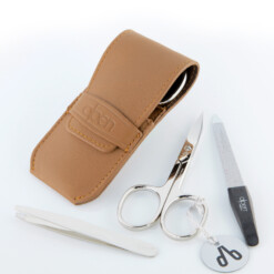 Alternative view of Alpen - Manikürset mit Lasche, 4-tlg., vernickelt, Rindsleder, Tabakbraun - 6871-TOBACCO