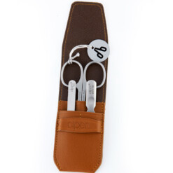 Alpen - Manikürset mit Lasche, 4-tlg., inox. (matt), Rindsleder, Tabakbraun - 6871R-TOBACCO