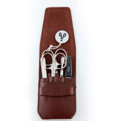 Alpen - Manikürset mit Lasche, 6-tlg., vernickelt, Rindsleder, Bordeauxrot - 6872-BORDEAUX