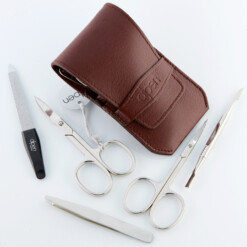 Alternative view of Alpen - Manikürset mit Lasche, 6-tlg., vernickelt, Rindsleder, Bordeauxrot - 6872-BORDEAUX