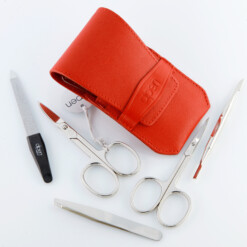 Alternative view of Alpen - Manikürset mit Lasche, 6-tlg., vernickelt, Rindsleder, Rot - 6872-RED