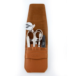 Alpen - Manikürset mit Lasche, 6-tlg., vernickelt, Rindsleder, Tabakbraun - 6872-TOBACCO