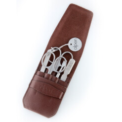 Alpen - Manikürset mit Lasche, 6-tlg., inox. (matt), Rindsleder, Bordeauxrot - 6872R-BORDEAUX