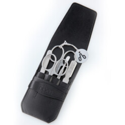 Alpen - Manikürset mit Lasche, 6-tlg., inox. (matt), Rindsleder, Schwarz - 6872R-BLACK