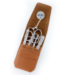 Alpen - Manikürset mit Lasche, 6-tlg., inox. (matt), Rindsleder, Tabakbraun - 6872R-TOBACCO