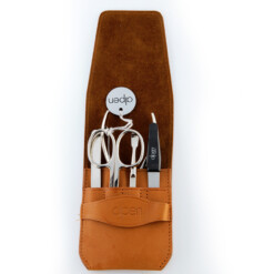 Alpen - Manikürset mit Lasche, 6-tlg., vernickelt, Rindsleder, Tabakbraun - 6873-TOBACCO