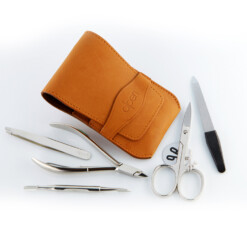 Alternative view of Alpen - Manikürset mit Lasche, 6-tlg., vernickelt, Rindsleder, Tabakbraun - 6873-TOBACCO