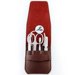 Alpen - Manikürset mit Lasche, 6-tlg., inox. (matt), Rindsleder, Bordeauxrot - 6873R-BORDEAUX