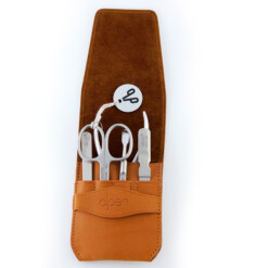 Alpen - Manikürset mit Lasche, 6-tlg., inox. (matt), Rindsleder, Tabakbraun - 6873R-TOBACCO