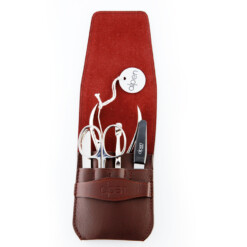 Alpen - Manikürset mit Lasche, 6-tlg., vernickelt, Rindsleder, Bordeauxrot - 6874-BORDEAUX