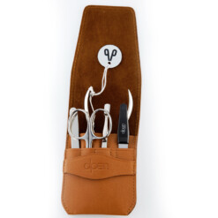 Alpen - Manikürset mit Lasche, 6-tlg., vernickelt, Rindsleder, Tabakbraun - 6874-TOBACCO