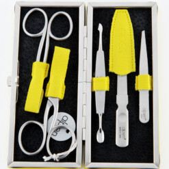 Alpen - Manikürset mit Rahmen, 6-tlg., inox. (matt), Nappaleder, Gelb - 6882R-YELLOW