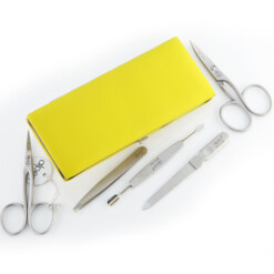 Alternative view of Alpen - Manikürset mit Rahmen, 6-tlg., inox. (matt), Nappaleder, Gelb - 6882R-YELLOW