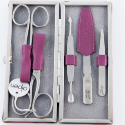Alpen - Manikürset mit Rahmen, 6-tlg., inox. (matt), Nappaleder, Violett - 6882R-VIOLET