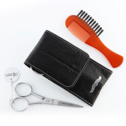 Alternative view of Alpen - Bartset mit Druckknopf, 3-tlg., inox. (matt), Rindsnappa genarbt, Schwarz - 6890R-BLACK