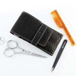 Alternative view of Alpen - Bartset mit Lasche, 4-tlg., inox. (matt), Rindsnappa genarbt, Schwarz - 6893R-BLACK