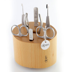 Alpen - Manikürset im Holzblock, 8-tlg., inox. (matt), Buche - 6895R-BEECH
