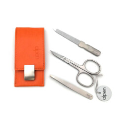 Alpen - Manikürset mit Magnetverschluss, 4-tlg., inox. (matt), Kunstleder, Orange - 6810R-ORANGE