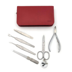 Alternative view of Alpen - Manikürset mit Zipp, 7-tlg., inox. (matt), Rinds-Nappaleder, Rot - 6823R-RED