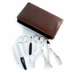 Alternative view of Alpen - Manikürset mit Zipp, 8-tlg., vernickelt, Rinds-Nappaleder, Braun - 6825-BROWN