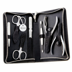 Alpen - Manikürset mit Zipp, 8-tlg., inox. (matt), Rinds-Nappaleder, Schwarz - 6825R-BLACK