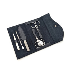 Alternative view of Alpen - Manikürset mit Druckknopf, 6-tlg., inox. (matt), Nappaleder, Schwarz - 6836R-BLACK